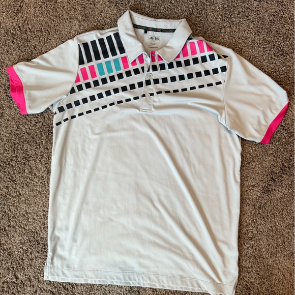 adidas Other - Adidas Golf White Shirt with Black and Pink Accents